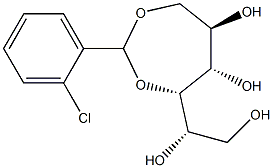 1-O,4-O-(2-クロロベンジリデン)-L-グルシトール 化学構造式