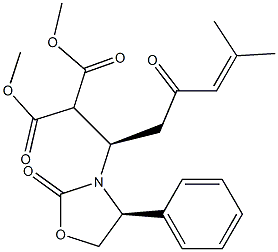 2-[(1R)-3-オキソ-1-[(4S)-2-オキソ-4-フェニルオキサゾリジン-3-イル]-5-メチル-4-ヘキセニル]マロン酸ジメチル 化学構造式