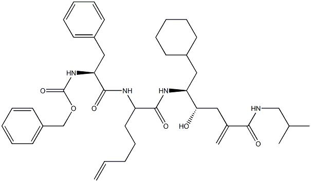 (4S,5S)-6-Cyclohexyl-5-[2-[[(2S)-2-(benzyloxycarbonylamino)-3-phenylpropionyl]amino]-6-heptenoylamino]-4-hydroxy-2-methylene-N-(2-methylpropyl)hexanamide 结构式