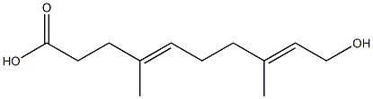 (4E,8E)-4,8-ジメチル-10-ヒドロキシ-4,8-デカジエン酸 化学構造式