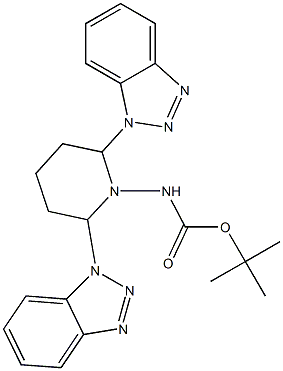 1-(tert-Butoxycarbonylamino)-2,6-bis(1H-benzotriazol-1-yl)piperidine Struktur