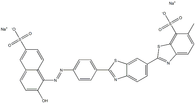 2'-[4-[(2-Hydroxy-6-sulfo-1-naphtyl)azo]phenyl]-6-methyl-2,6'-bibenzothiazole-7-sulfonic acid disodium salt Struktur