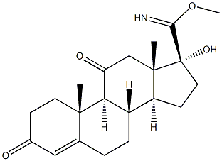 (17R)-17-ヒドロキシ-3,11-ジオキソアンドロスタ-4-エン-17-カルボイミド酸メチル 化学構造式