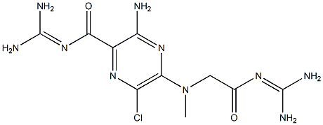 3-アミノ-6-クロロ-5-[[[(ジアミノメチレン)カルバモイル]メチル]メチルアミノ]-N-(ジアミノメチレン)ピラジン-2-カルボアミド 化学構造式