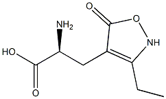 (S)-3-[(3-エチル-2,5-ジヒドロ-5-オキソイソオキサゾール)-4-イル]-2-アミノプロパン酸 化学構造式