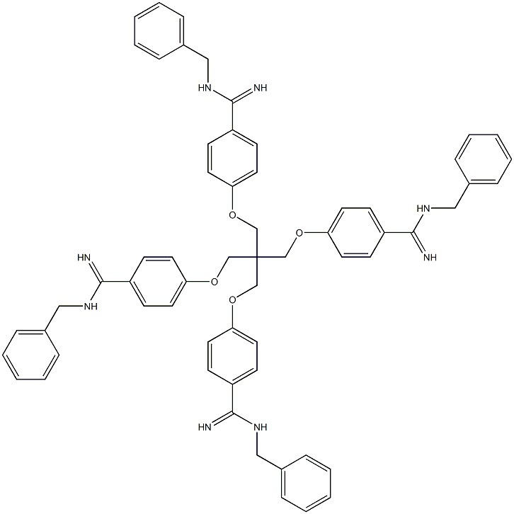 4,4',4'',4'''-[Methanetetrayltetrakis(methyleneoxy)]tetrakis(N1-benzylbenzamidine) Struktur