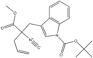 2-[(1-tert-ブチルオキシカルボニル-1H-インドール-3-イル)メチル]-2-イソシアノ-4-ペンテン酸メチル 化学構造式
