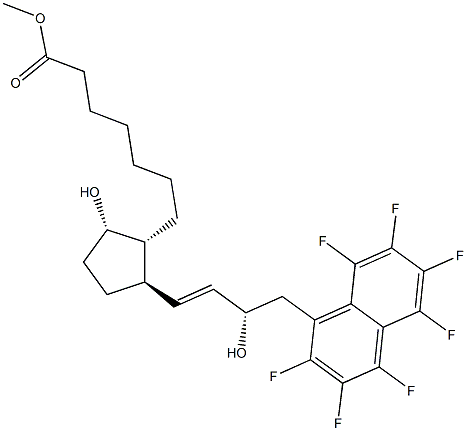 (9S,13E,15S)-9,15-ジヒドロキシ-16-(ヘプタフルオロナフタレン-1-イル)-17,18,19,20-テトラノルプロスタ-13-エン-1-酸メチル 化学構造式