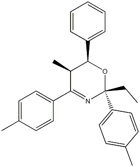 (2R,5R,6S)-2-Ethyl-5-methyl-6-phenyl-2,4-di(p-tolyl)-5,6-dihydro-2H-1,3-oxazine Struktur