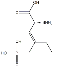 (2R,3E)-2-アミノ-4-(ホスホノメチル)-3-ヘプテン酸 化学構造式