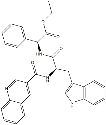 (S)-2-[(R)-3-(1H-Indol-3-yl)-2-(3-quinolinylcarbonylamino)propanoylamino]-2-phenylacetic acid ethyl ester 结构式
