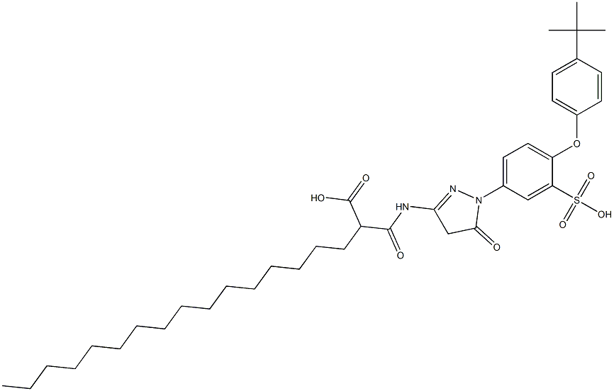3-(2-Carboxyoctadecanoylamino)-1-[3-sulfo-4-(4-tert-butylphenoxy)phenyl]-2-pyrazolin-5-one Struktur