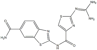 2-(Diaminomethyleneamino)-N-(6-carbamoyl-2-benzothiazolyl)thiazole-4-carboxamide Structure