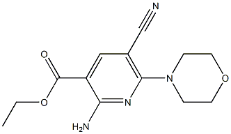 2-アミノ-5-シアノ-6-モルホリノピリジン-3-カルボン酸エチル 化学構造式