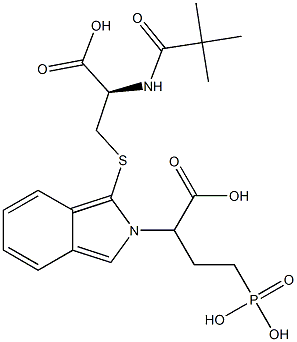 S-[2-(3-Phosphono-1-carboxypropyl)-2H-isoindol-1-yl]-N-pivaloyl-L-cysteine 结构式
