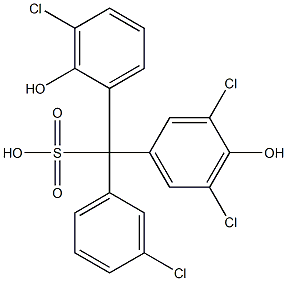 (3-Chlorophenyl)(3-chloro-2-hydroxyphenyl)(3,5-dichloro-4-hydroxyphenyl)methanesulfonic acid Struktur