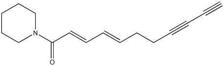 (2E,4E)-1-ピペリジノ-2,4-ウンデカジエン-8,10-ジイン-1-オン 化学構造式
