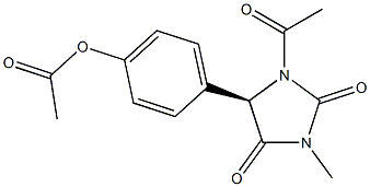 (5R)-1-アセチル-5-(4-アセトキシフェニル)-3-メチル-2,4-イミダゾリジンジオン 化学構造式