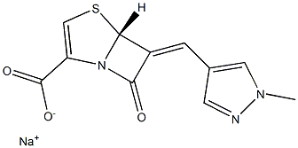 (5R)-7-Oxo-6-[(1-methyl-1H-pyrazol-4-yl)methylene]-4-thia-1-azabicyclo[3.2.0]hept-2-ene-2-carboxylic acid sodium salt Structure
