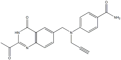 4-[N-[(2-Acetyl-3,4-dihydro-4-oxoquinazolin)-6-ylmethyl]-N-(2-propynyl)amino]benzamide Struktur