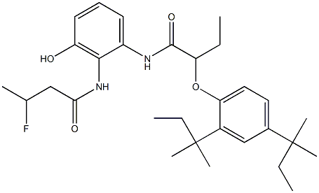 6-(3-フルオロブチリルアミノ)-5-[2-(2,4-ジ-tert-アミルフェノキシ)ブチリルアミノ]フェノール 化学構造式