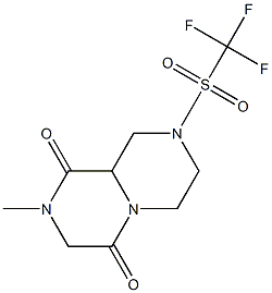 Hexahydro-2-methyl-8-[(trifluoromethyl)sulfonyl]-4H-pyrazino[1,2-a]pyrazine-1,4(9aH)-dione 结构式