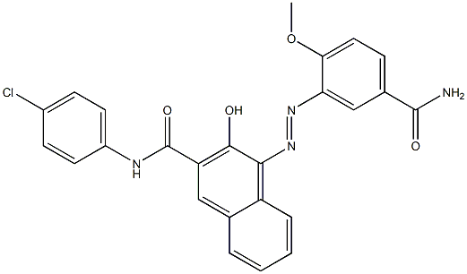 4-(5-カルバモイル-2-メトキシフェニルアゾ)-N-(4-クロロフェニル)-3-ヒドロキシ-2-ナフトアミド 化学構造式