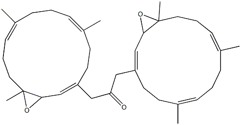 [(1E,7E,11E)-3,4-エポキシ-4,8,12-トリメチル-1,7,11-シクロテトラデカトリエン-1-イル](メチル)ケトン 化学構造式