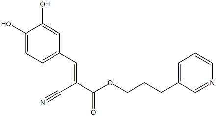 (E)-2-シアノ-3-(3,4-ジヒドロキシフェニル)アクリル酸3-(3-ピリジニル)プロピル 化学構造式