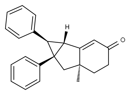 (1R,1aR,5aS,6aS)-1a,4,5,5a,6,6a-ヘキサヒドロ-5a-メチル-1,6a-ジフェニルシクロプロパ[a]インデン-3(1H)-オン 化学構造式