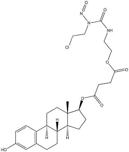 (17S)-Estra-1,3,5(10)-triene-3,17-diol 17-[4-[2-[[[nitroso(2-chloroethyl)amino]carbonyl]amino]ethoxy]-4-oxobutyrate] Struktur