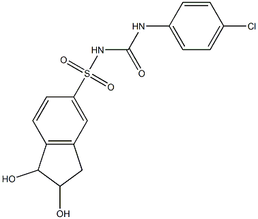 N-[(4-クロロフェニル)カルバモイル]-1,2-ジヒドロキシインダン-5-スルホンアミド 化学構造式