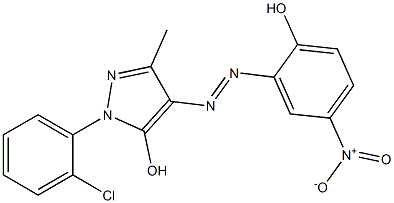 1-(o-Chlorophenyl)-4-(2-hydroxy-5-nitrophenylazo)-3-methyl-1H-pyrazol-5-ol,,结构式