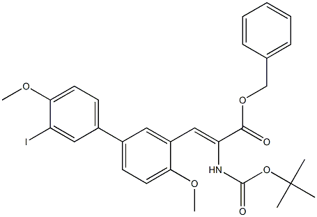 2-[(tert-Butoxy)carbonylamino]-3-[3'-iodo-4,4'-dimethoxy[1,1'-biphenyl]-3-yl]acrylic acid benzyl ester Structure
