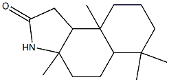 3a,6,6,9a-Tetramethyldodecahydro-1H-benz[e]indol-2-one Struktur