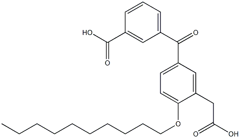 2-(Decyloxy)-5-[3-carboxybenzoyl]benzeneacetic acid Struktur
