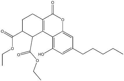 7,8,9,10-Tetrahydro-1-hydroxy-6-oxo-3-pentyl-6H-dibenzo[b,d]pyran-9,10-dicarboxylic acid diethyl ester Structure