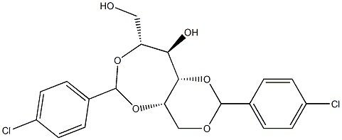 1-O,3-O:2-O,5-O-ビス(4-クロロベンジリデン)-D-グルシトール 化学構造式