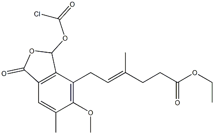 4-[(E)-5-エトキシカルボニル-3-メチル-2-ペンテニル]-3-クロロホルミルオキシ-5-メトキシ-6-メチルフタリド 化学構造式