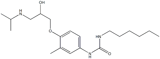 1-Hexyl-3-[3-methyl-4-[2-hydroxy-3-[isopropylamino]propoxy]phenyl]urea 结构式
