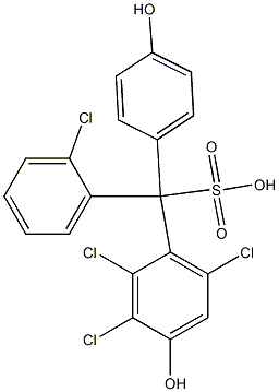 (2-Chlorophenyl)(2,3,6-trichloro-4-hydroxyphenyl)(4-hydroxyphenyl)methanesulfonic acid Struktur