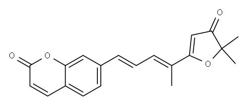 7-[(1E,3E)-4-[(4,5-Dihydro-5,5-dimethyl-4-oxofuran)-2-yl]-1,3-pentadienyl]-2H-1-benzopyran-2-one Struktur