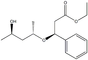 (S)-3-フェニル-3-[(1S,3R)-1-メチル-3-ヒドロキシブトキシ]プロピオン酸エチル 化学構造式