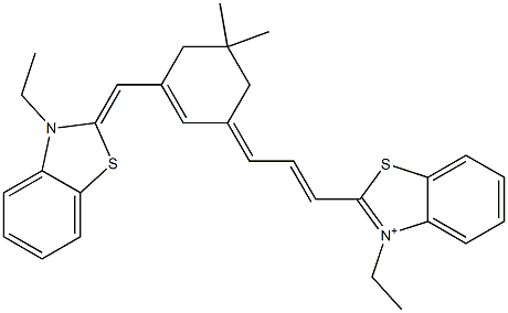 3-Ethyl-2-[3-[3-[(3-ethylbenzothiazol-2(3H)-ylidene)methyl]-5,5-dimethyl-2-cyclohexen-1-ylidene]-1-propenyl]benzothiazolium Struktur