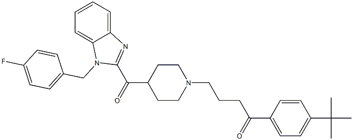 2-[1-[4-(4-tert-Butylphenyl)-4-oxobutyl]-4-piperidinylcarbonyl]-1-(4-fluorobenzyl)-1H-benzimidazole Struktur