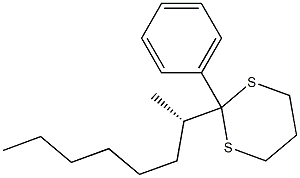 (-)-2-[(S)-1-メチルヘプチル]-2-フェニル-1,3-ジチアン 化学構造式