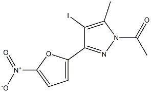 1-Acetyl-4-iodo-5-methyl-3-(5-nitro-2-furyl)-1H-pyrazole Structure