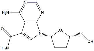 4-アミノ-7-(2,3-ジデオキシ-β-D-リボフラノシル)-7H-ピロロ[2,3-d]ピリミジン-5-カルボアミド 化学構造式