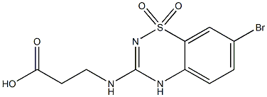 3-[(2-カルボキシエチル)アミノ]-7-ブロモ-4H-1,2,4-ベンゾチアジアジン1,1-ジオキシド 化学構造式