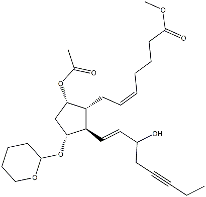 (5Z,8R,9S,11R,13E)-9-Acetyloxy-11-[(tetrahydro-2H-pyran)-2-yl]oxy-15-hydroxyprosta-5,13-dien-17-yn-1-oic acid methyl ester Structure
